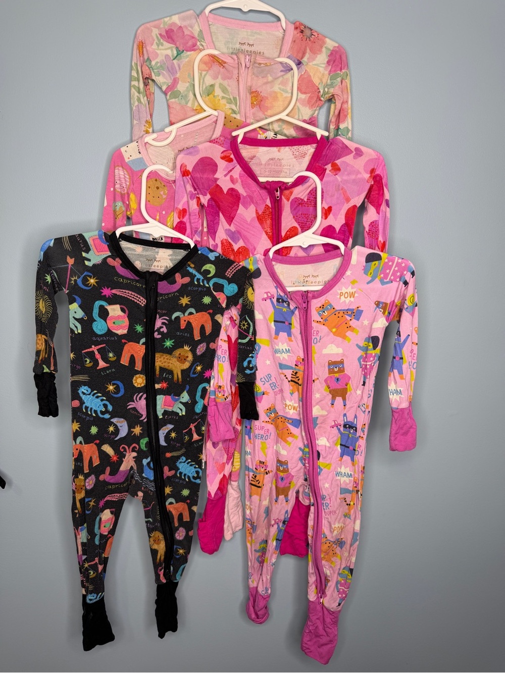 Little Sleepies Pink Multi-Pattern Footie Set
